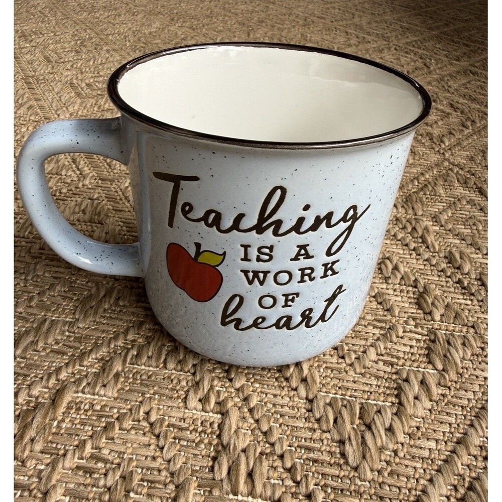 Teacher Appreciation Campfire Mug "Teaching is a Work of Heart" Speckled Cup